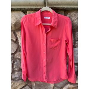 Equipment Femme Pink Shirt Silk Button Up Long Sleeve Size Small